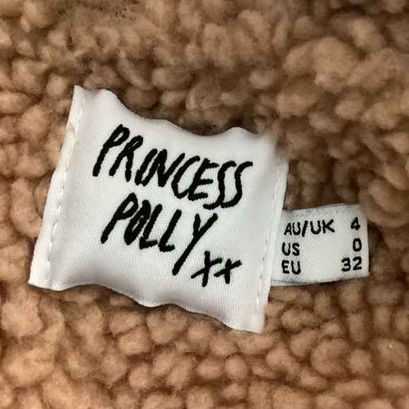 PRINCESS POLLY SIZE 0 TEDDY TAN BROWN DORIA JACKET SHERPA SOFT TOP GUC - Picture 10 of 13
